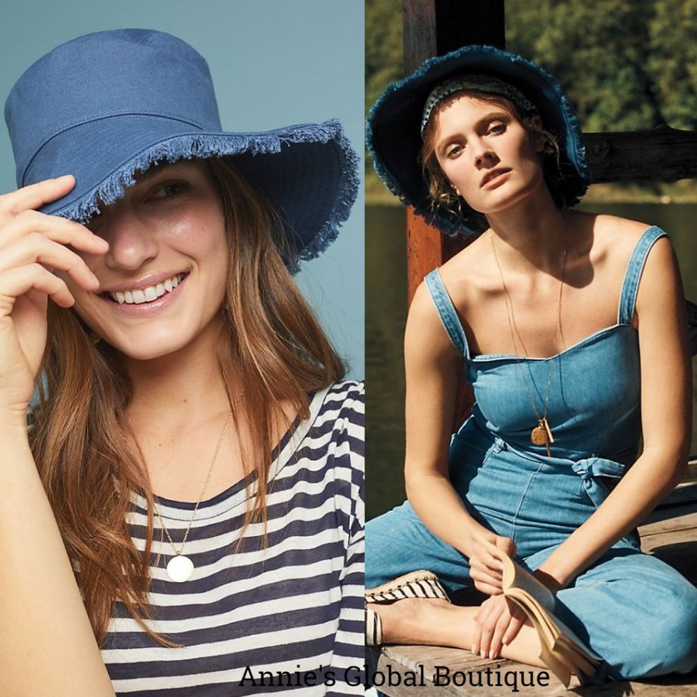 ANTHROPOLOGIE Exclusive Frayed Bucket Hat NWT RARE - Picture 4 of 16